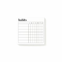 Simple Weekly Habit Sticky Notes, 3" x 3"