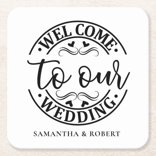 SIMPLE WELCOME WEDDING  RECHTECKIGER PAPPUNTERSETZER (Vorderseite)