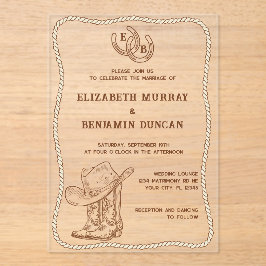 Simple Western Horseshoe Monogram Barn Wedding Acryleinladungen