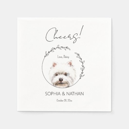 Simple Westie Dog Wedding Cocktail Napkins Serviette (Vorderseite)