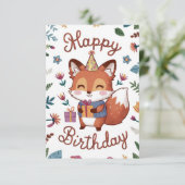 Simple Whimsical Fox Geburtstag Karte (Stehend Vorderseite)