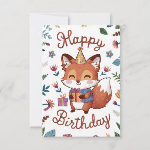 Simple Whimsical Fox Geburtstag Karte
