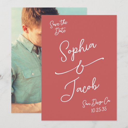 Simple Whimsical Hand Drawn Save the Date Photo (Vorne/Hinten)