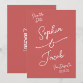 Simple Whimsical Hand Drawn Save the Date QR Code (Vorne/Hinten)