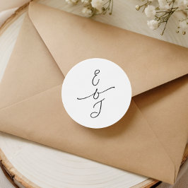 Simple Whimsical Handwritten Monogram Wedding Runder Aufkleber