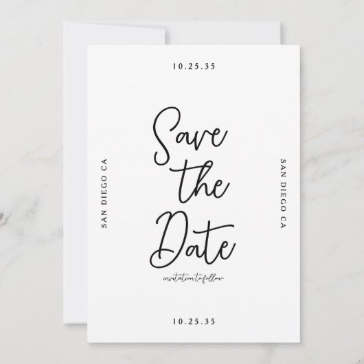 Simple Whimsical Handwritten Save the Date Wedding (Rückseite)