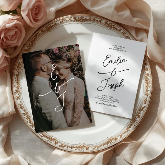 Simple Whimsical Handwritten Wedding Photo Einladung