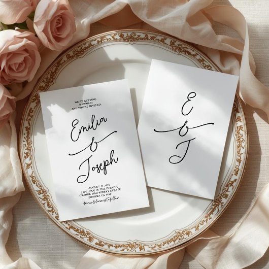 Simple Whimsical Handwritten Wedding Photo Einladung