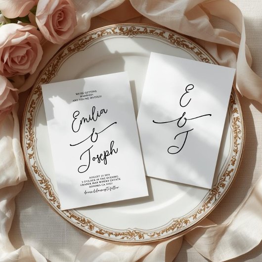 Simple Whimsical Handwritten Wedding Photo Einladung