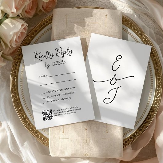 Simple Whimsical Handwritten Wedding RSVP Reply Karte