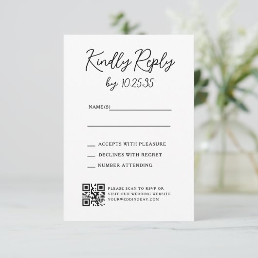 Simple Whimsical Handwritten Wedding RSVP Reply Karte (Stehend Vorderseite)