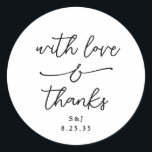 Simple Whimsical Love and Thanks Handwritten Runder Aufkleber<br><div class="desc">Simple Whimsical Love and Thanks Handwritten Classic Round Sticker</div>