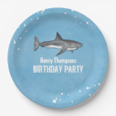 Simple Whimsical Pool Party Haie Blauer Ozean Pappteller (Vorderseite)