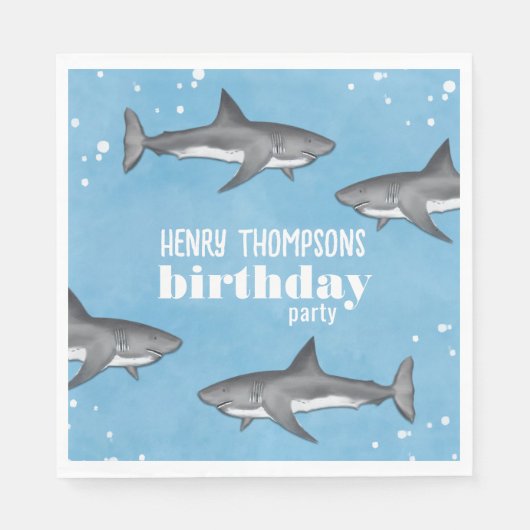 Simple Whimsical Pool Party Haie Blauer Ozean Serviette (Vorderseite)