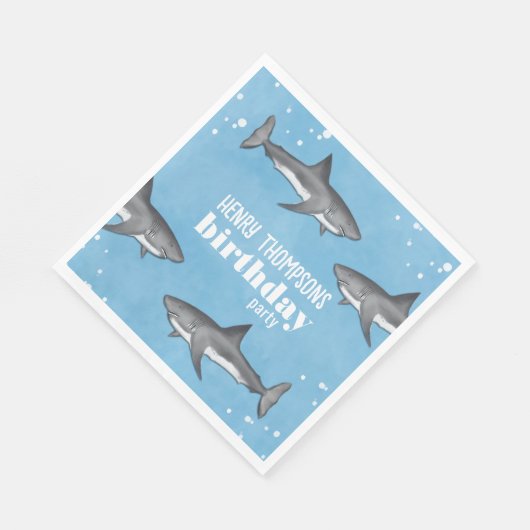 Simple Whimsical Pool Party Haie Blauer Ozean Serviette (Ecke)