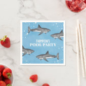 Simple Whimsical Pool Party Haie Blauer Ozean Serviette (Beispiel)