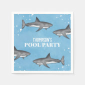 Simple Whimsical Pool Party Haie Blauer Ozean Serviette (Vorderseite)