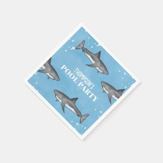 Simple Whimsical Pool Party Haie Blauer Ozean Serviette (Ecke)