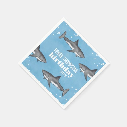 Simple Whimsical Pool Party Haie Blue Ocean Nicker Serviette (Ecke)