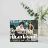 Simple Whimsical Wedding Foto Danke Postcard Postkarte (Stehend Vorderseite)