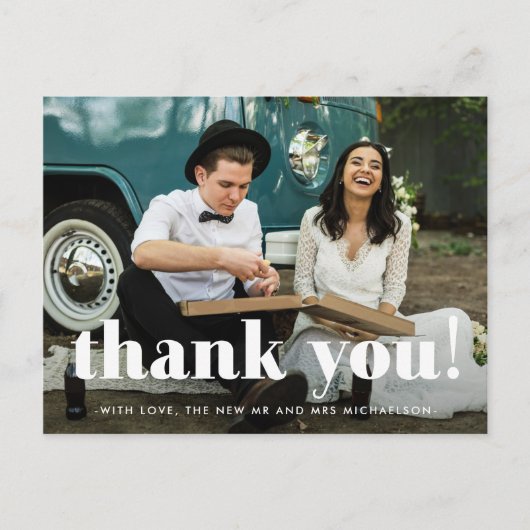 Simple Whimsical Wedding Foto Danke Postcard Postkarte (Vorderseite)
