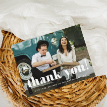 Simple Whimsical Wedding Foto Danke Postcard