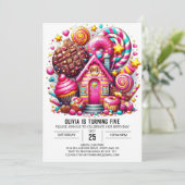 Simple Whimsy Candyland Digital Geburtstag Einladung (Stehend Vorderseite)