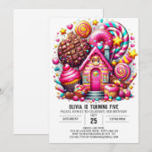 Simple Whimsy Candyland Digital Geburtstag Einladung (Vorne/Hinten)