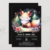 Simple Whimsy Fox Geburtstag digital Einladung (Vorne/Hinten)