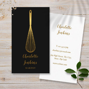 Simple Whisk Bäckerei Patisserie Black Gold Visitenkarte