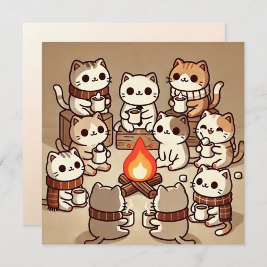 Simple Whiskers Campfire Grußkarte (Vorne/Hinten)
