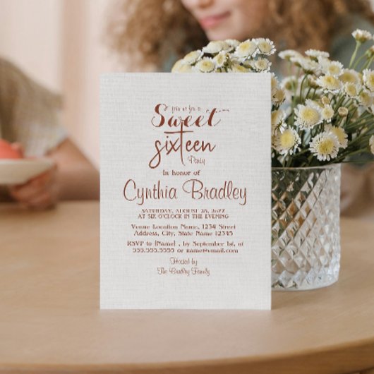 Simple White 16 . Geburtstag Birthday Party Einladung