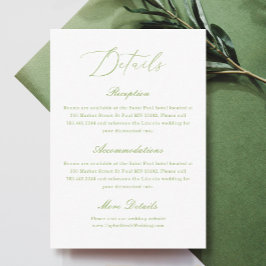 Simple White and Green Wedding Details Begleitkarte