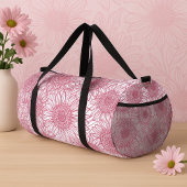 Simple White and Pink Floral Seamless Pattern Duffle Bag