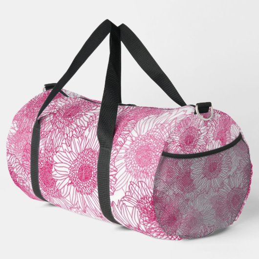 Simple White and Pink Floral Seamless Pattern Duffle Bag (Rechte Ecke)