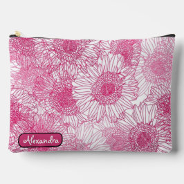 Simple White and Pink Floral Seamless Pattern  Zubehörtasche