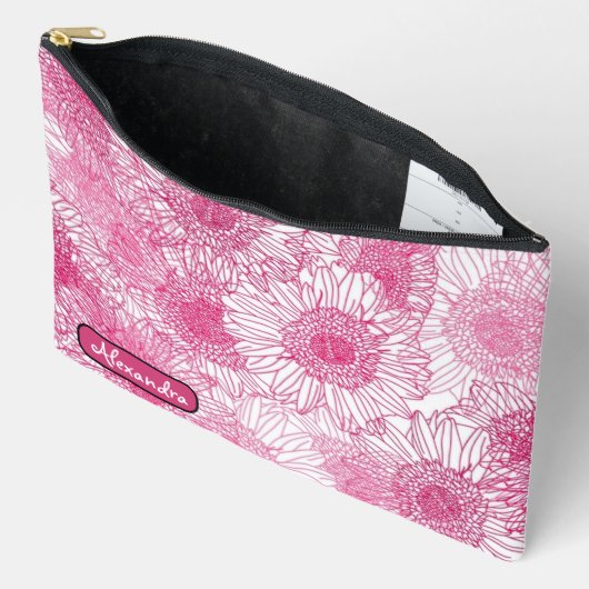 Simple White and Pink Floral Seamless Pattern Zubehörtasche (Offen)