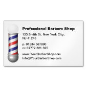 Simple White Barbers Pole Barbershop Business Card Magnetische Visitenkarte (Vorderseite)