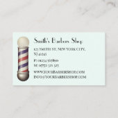 Simple White Barbers Pole Barbershop Business Card Visitenkarte (Rückseite)