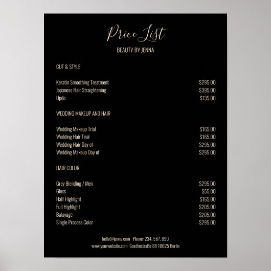 Simple White Beige Preislisten Poster (Vorne)