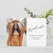 Simple White Black Photo Graduation Ankündigung (Stehend Vorderseite)