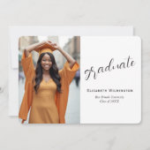 Simple White Black Photo Graduation Ankündigung (Vorderseite)