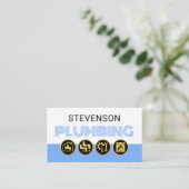 Simple White Blue Water Plumber Visitenkarte (Stehend Vorderseite)