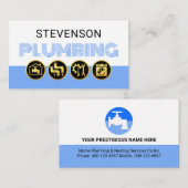 Simple White Blue Water Plumber Visitenkarte (Vorne/Hinten)