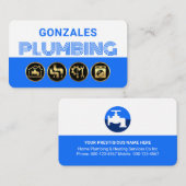Simple White Blue Water Plumbing Visitenkarte (Vorne/Hinten)
