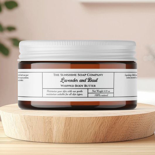 Simple white body butter cosmetics jar 1" x 7.25"