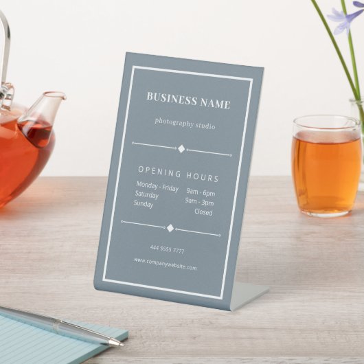 Simple White Business Office Opening Hours Blue Sockelschild (In SItu)