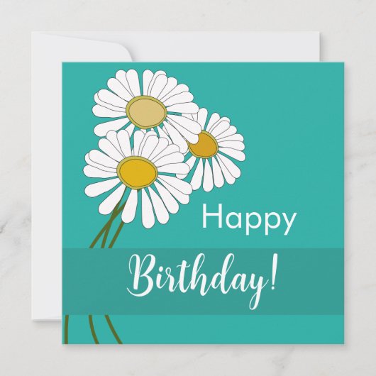 Simple White Daisies Happy Birthday Postcard Karte (Vorderseite)