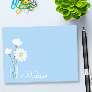 Simple White Daisies Mason Jar Hearts Personalisie Post-it Klebezettel