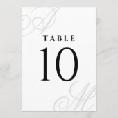 Simple White Elegant Monogram Table Numbers (Rückseite)